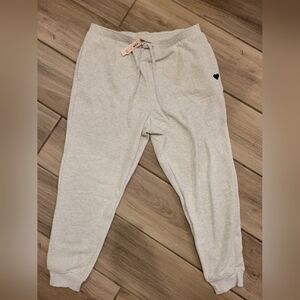 Brand New Victoria's Secret Grey Cotton Fleece High-Rise Jogger Pants, XL